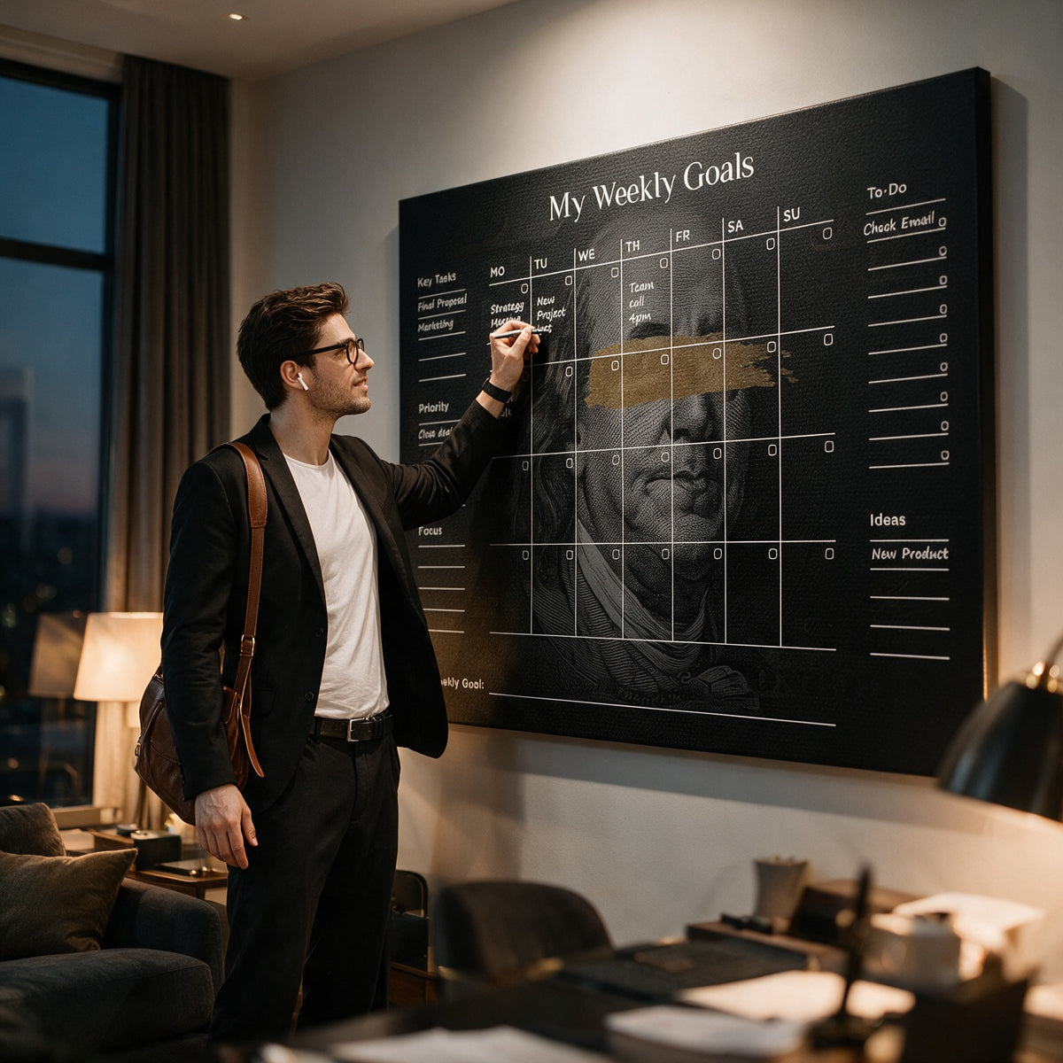 Leinwandbild Success Planner 1.0 (Englisch) an der Wand eines modernen Wohnraums