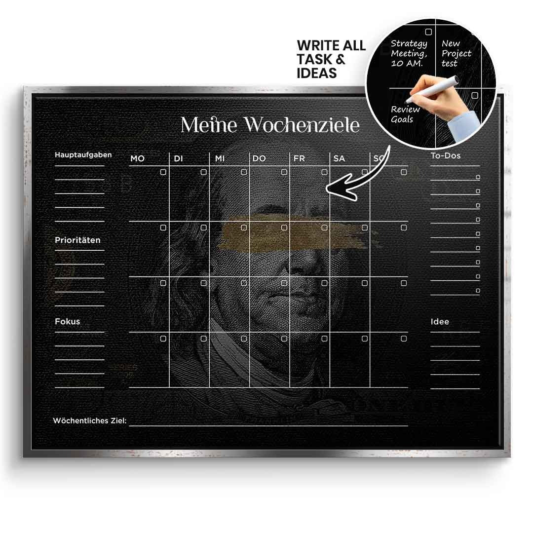 DOTCOMCANVAS Leinwandbild Success Planner 1.0 (Deutsch) im silbernen Premium-Rahmen