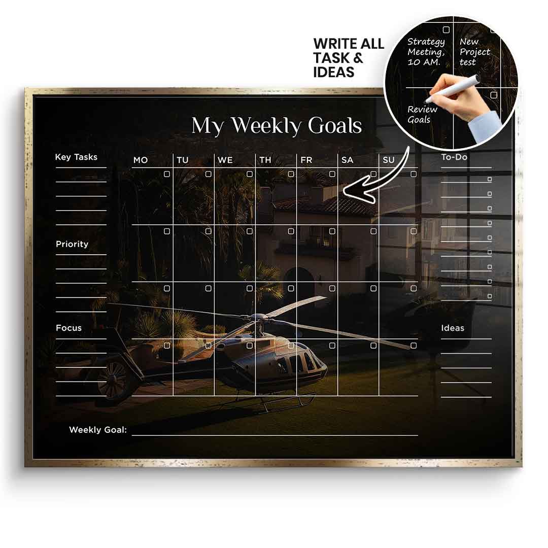 DOTCOMCANVAS Acrylglasbild Success Planner 2.0 (Englisch) im goldenen Premium-Rahmen