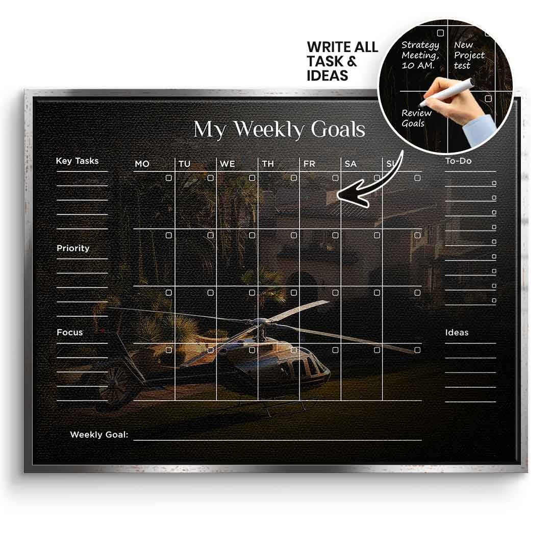 DOTCOMCANVAS Leinwandbild Success Planner 2.0 (Englisch) im silbernen Premium-Rahmen