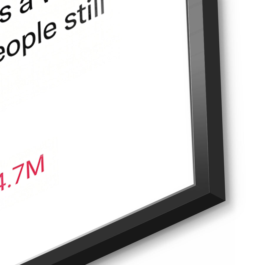 Detailaufnahme des 5mm Acrylglases, Twite Elon Musk im schwarzen Rahmen