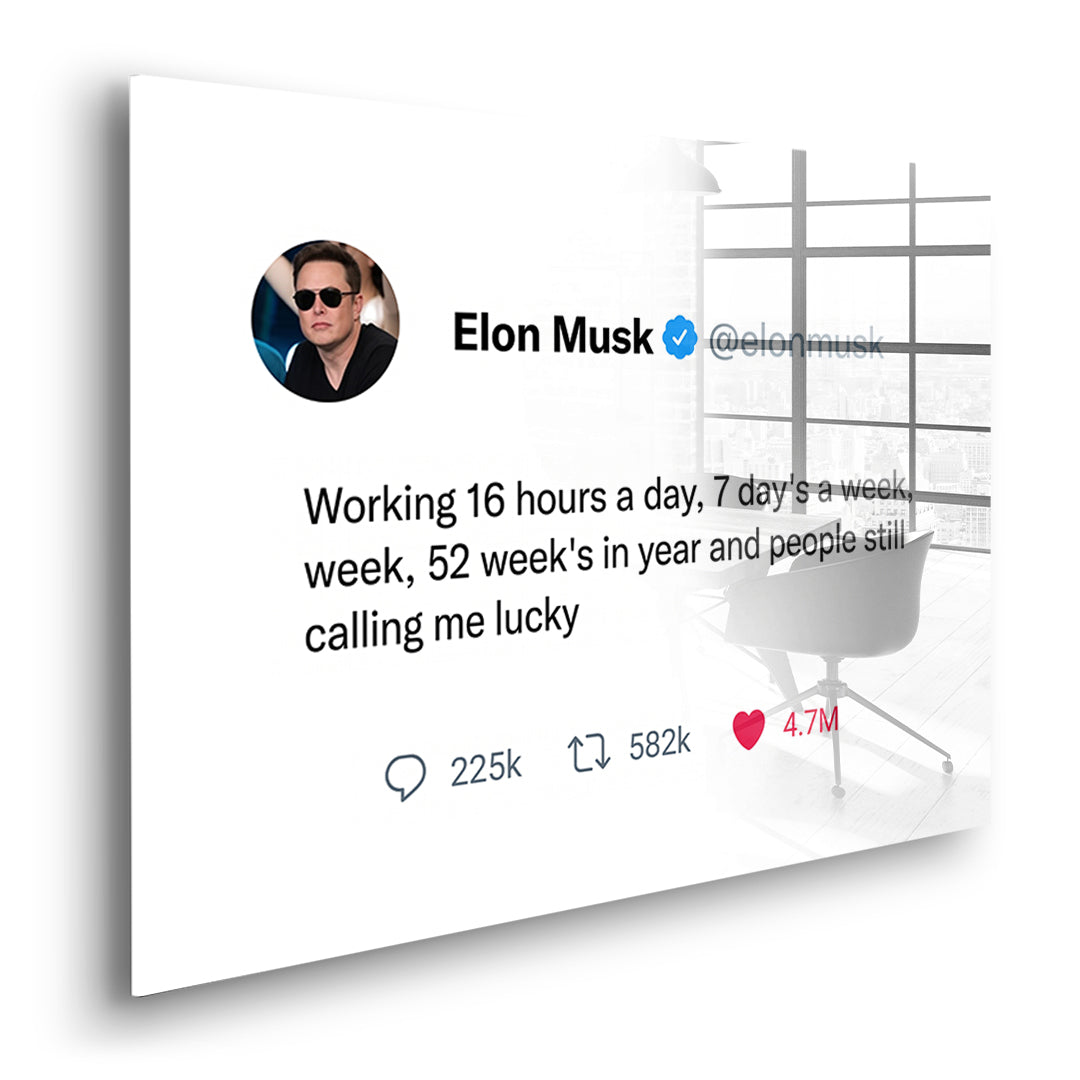 Seitenansicht des Acrylglasbilds Twite Elon Musk ohne Rahmen
