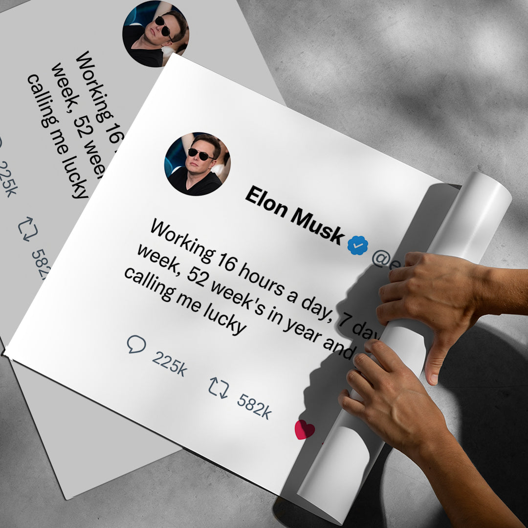 Aufgerolltes Poster Twite Elon Musk