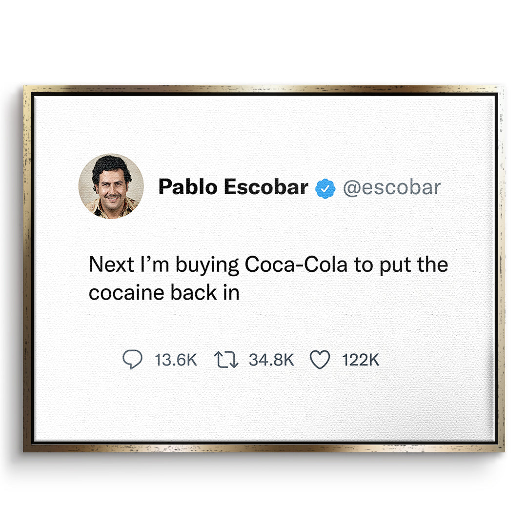 DOTCOMCANVAS Leinwandbild Twite Pablo Escobar im goldenen Premium-Rahmen