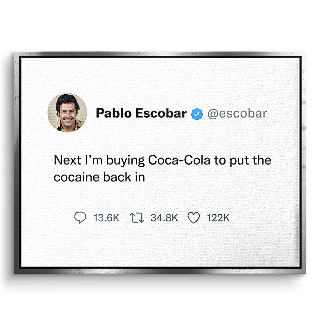 DOTCOMCANVAS Leinwandbild Twite Pablo Escobar im silbernen Premium-Rahmen