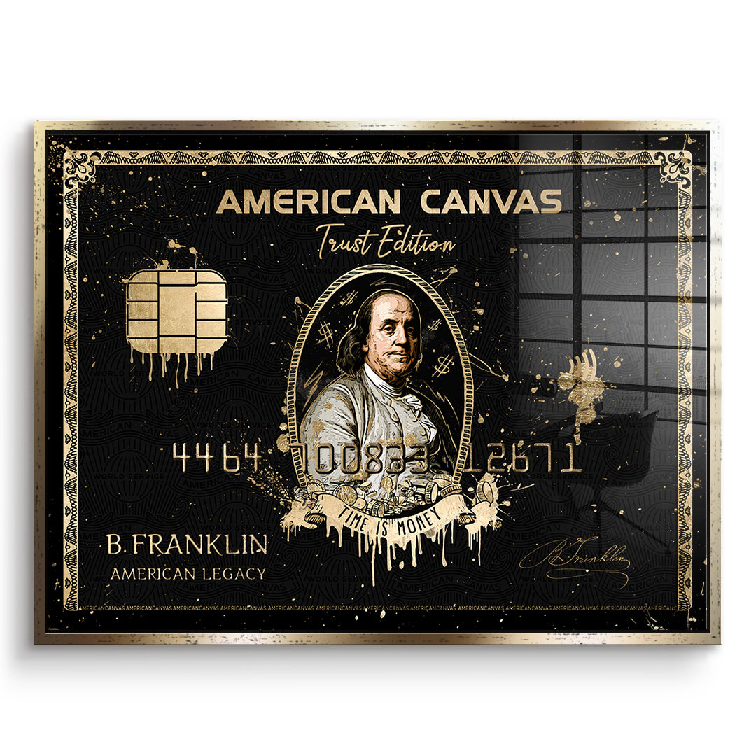 DOTCOMCANVAS Acrylglasbild Royal American Canvas Benjamin Franklin im goldenen Premium-Rahmen