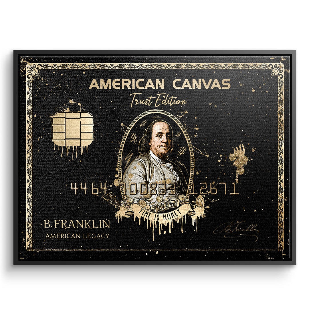 DOTCOMCANVAS Leinwandbild Royal American Canvas Benjamin Franklin im schwarzen Premium-Rahmen