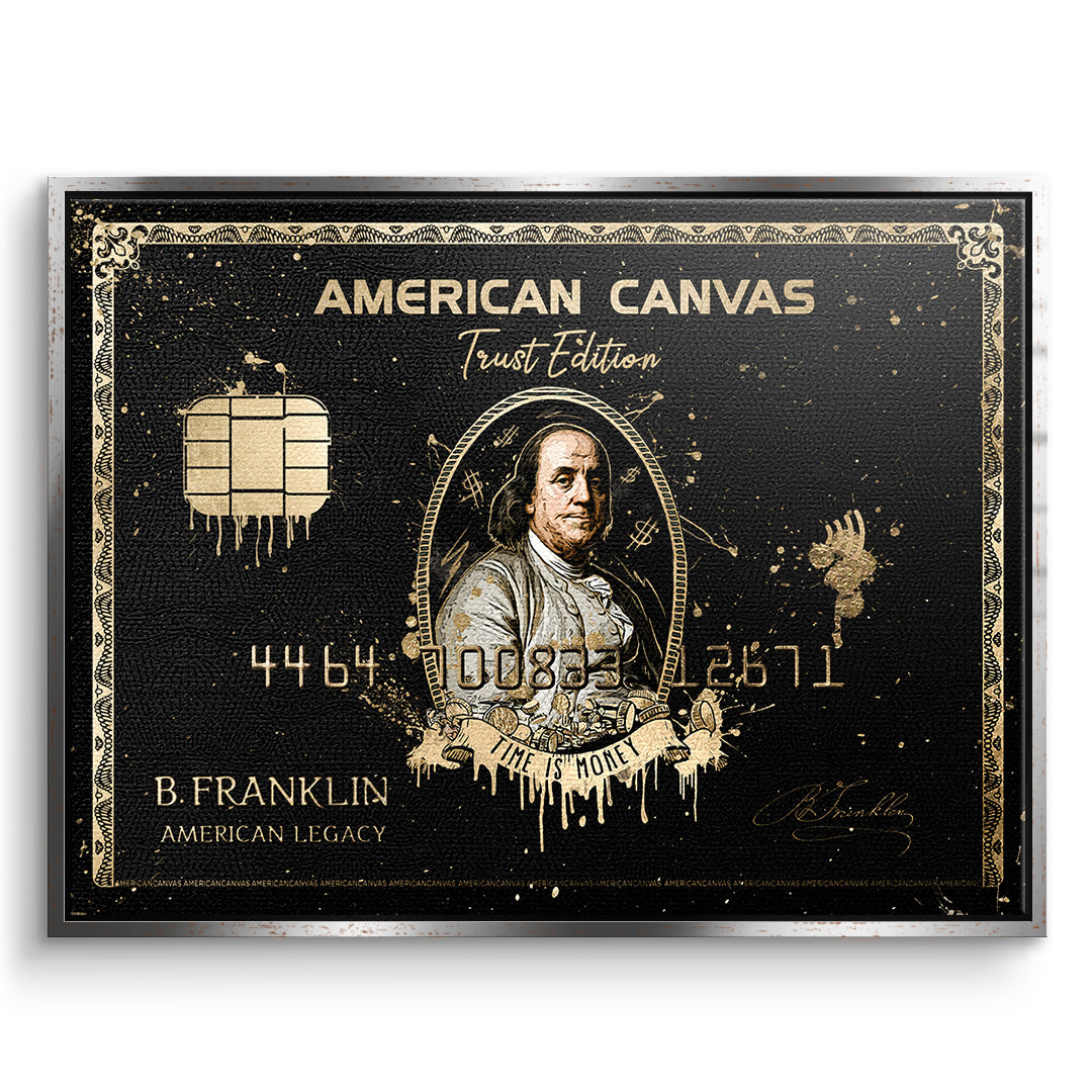 DOTCOMCANVAS Leinwandbild Royal American Canvas Benjamin Franklin im silbernen Premium-Rahmen