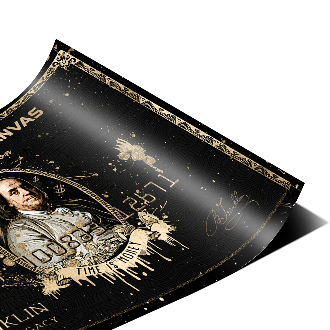 Eckdetail des Posters Royal American Canvas Benjamin Franklin
