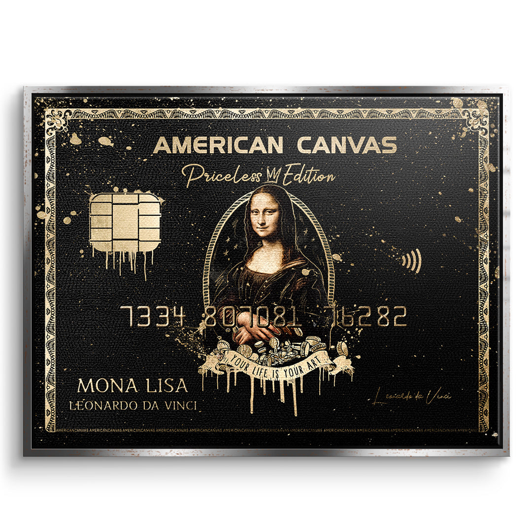 DOTCOMCANVAS Leinwandbild Royal American Canvas Mona Lisa im silbernen Premium-Rahmen