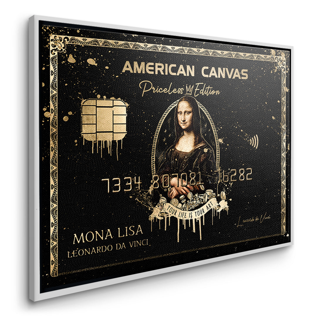 Seitenansicht des Leinwandbilds Royal American Canvas Mona Lisa im weißen Rahmen