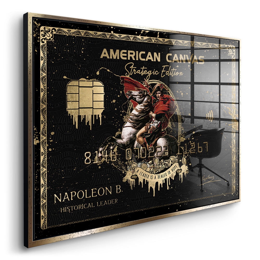 Seitenansicht des Acrylglasbilds Royal American Canvas Napoleon im goldenen Rahmen