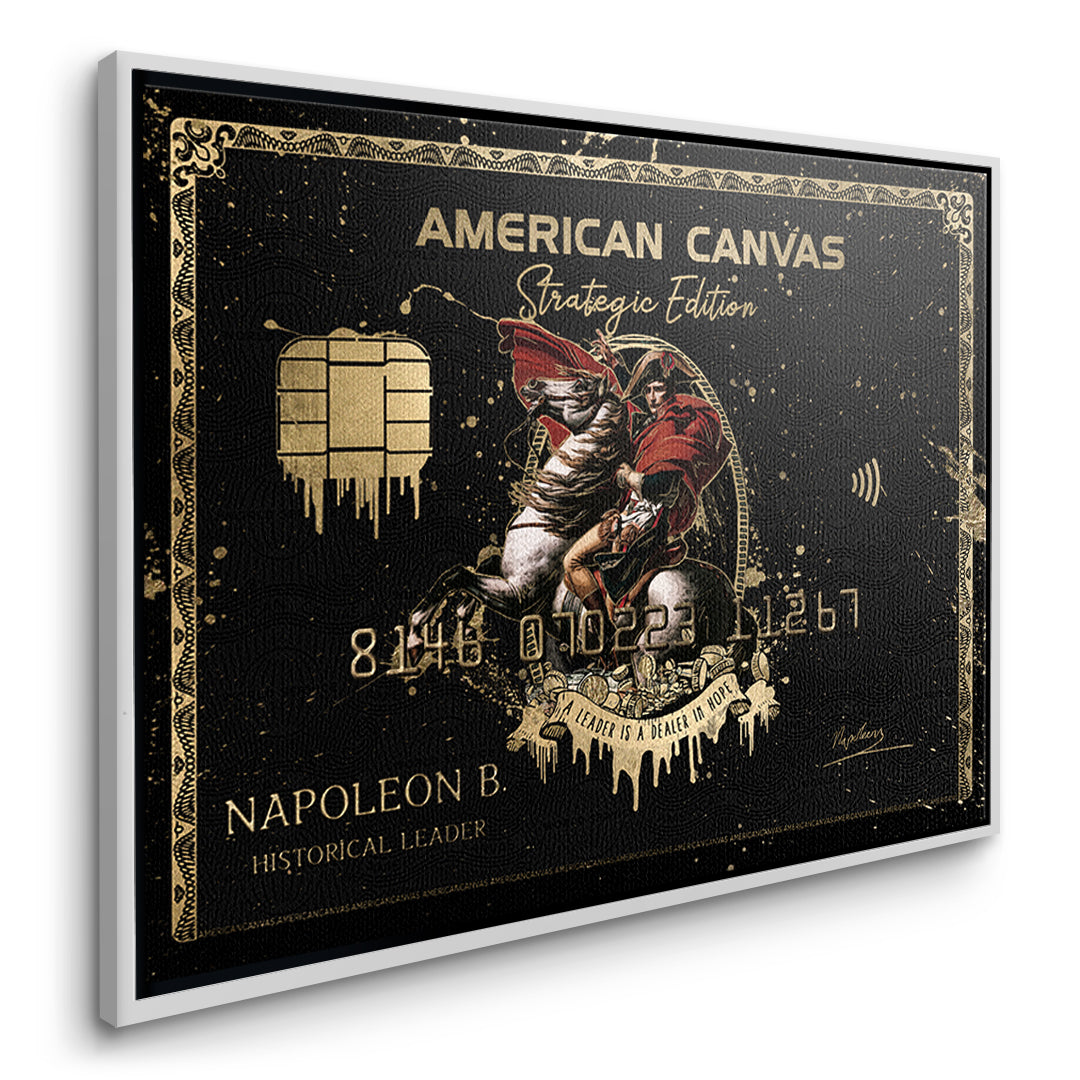Seitenansicht des Leinwandbilds Royal American Canvas Napoleon im weißen Rahmen