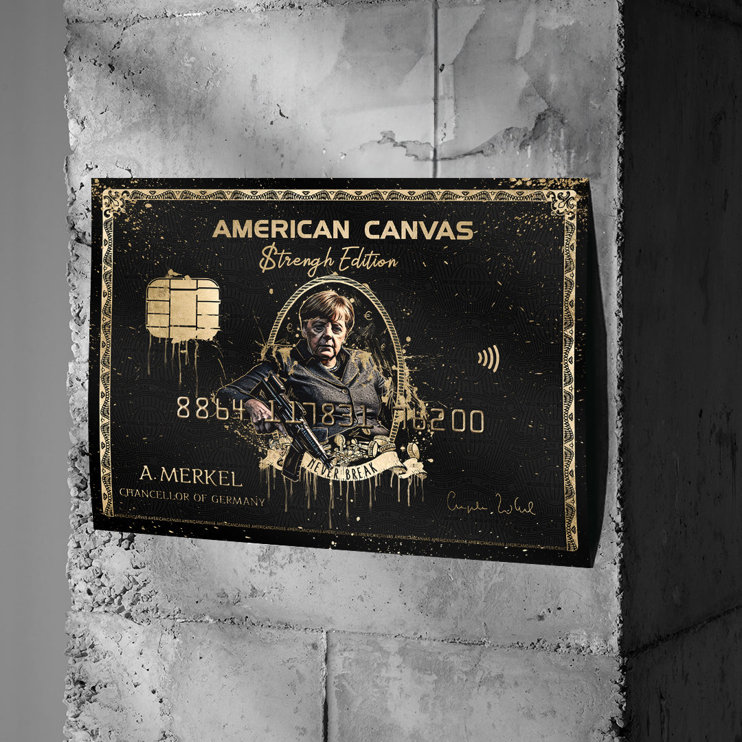 Poster Royal American Canvas Angela Merkel an einer Betonwand