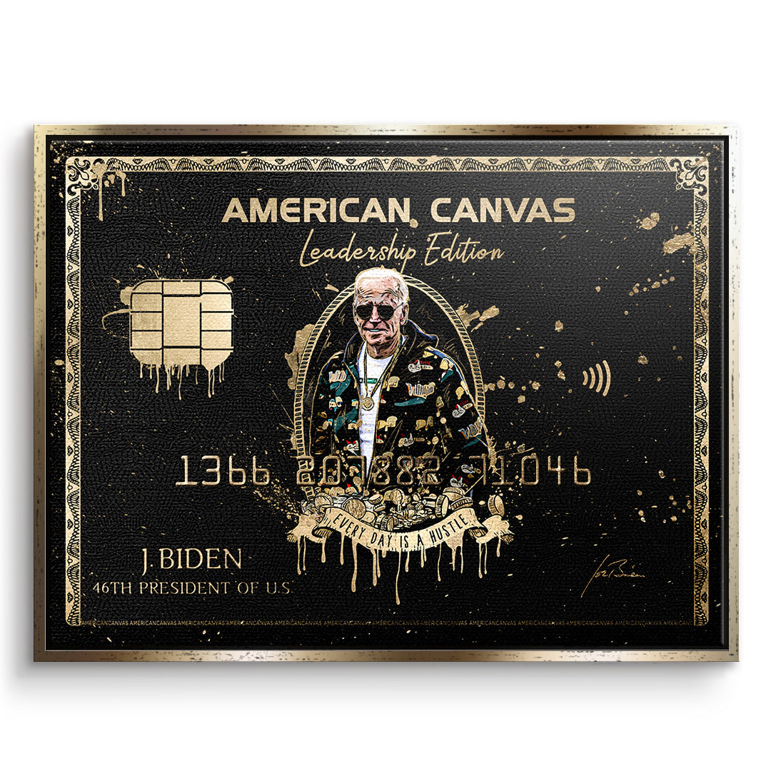 DOTCOMCANVAS Leinwandbild Royal American Canvas Joe Biden im goldenen Premium-Rahmen