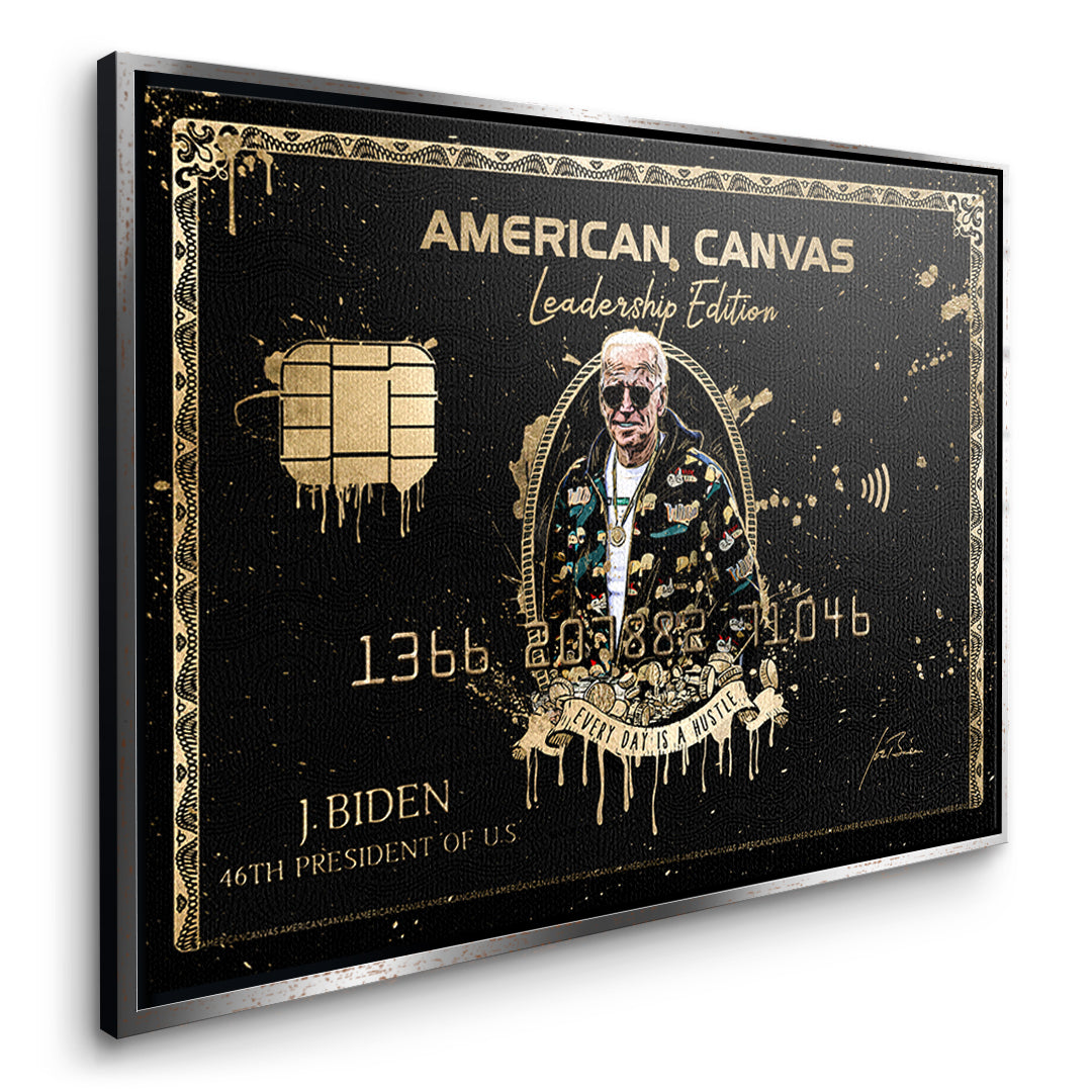 Seitenansicht des Leinwandbilds Royal American Canvas Joe Biden im silbernen Rahmen