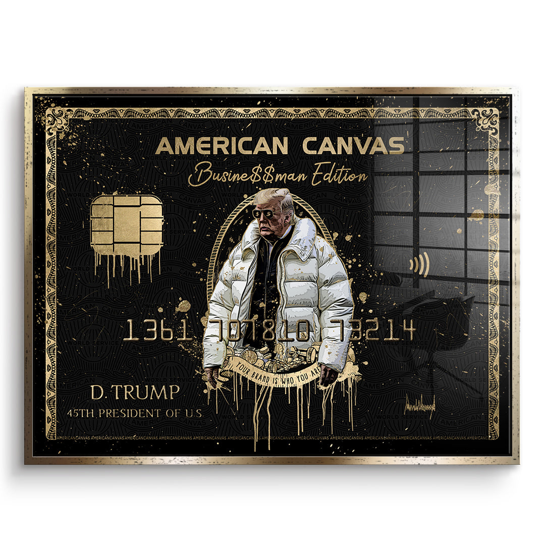 DOTCOMCANVAS Acrylglasbild Royal American Canvas Trump im goldenen Premium-Rahmen