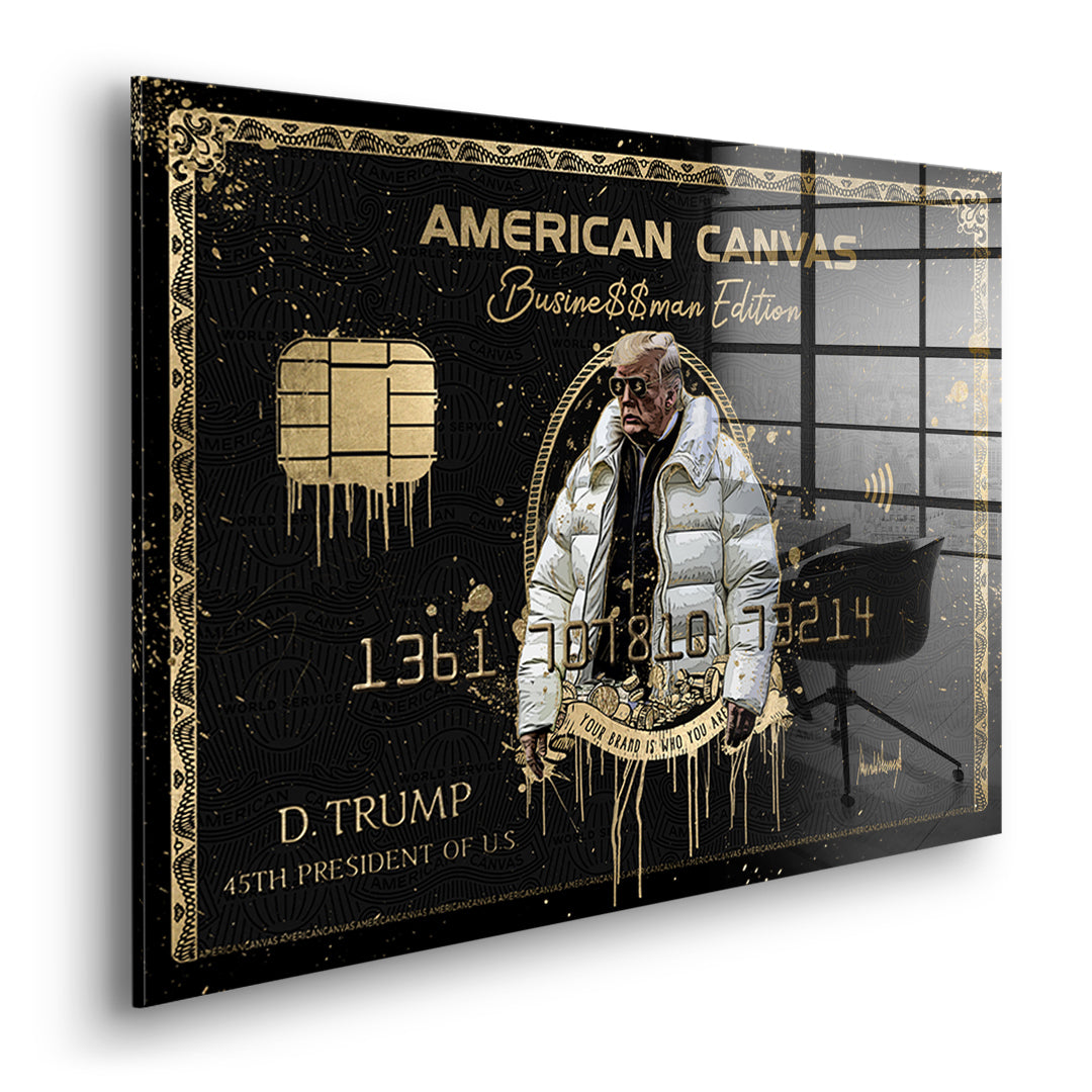 Seitenansicht des Acrylglasbilds Royal American Canvas Trump ohne Rahmen