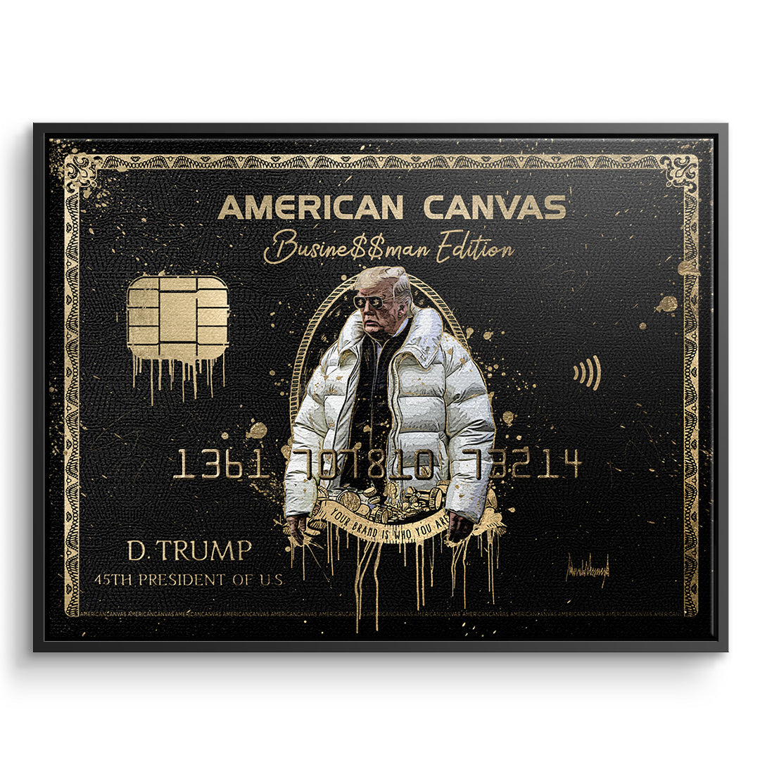 DOTCOMCANVAS Leinwandbild Royal American Canvas Trump im schwarzen Premium-Rahmen