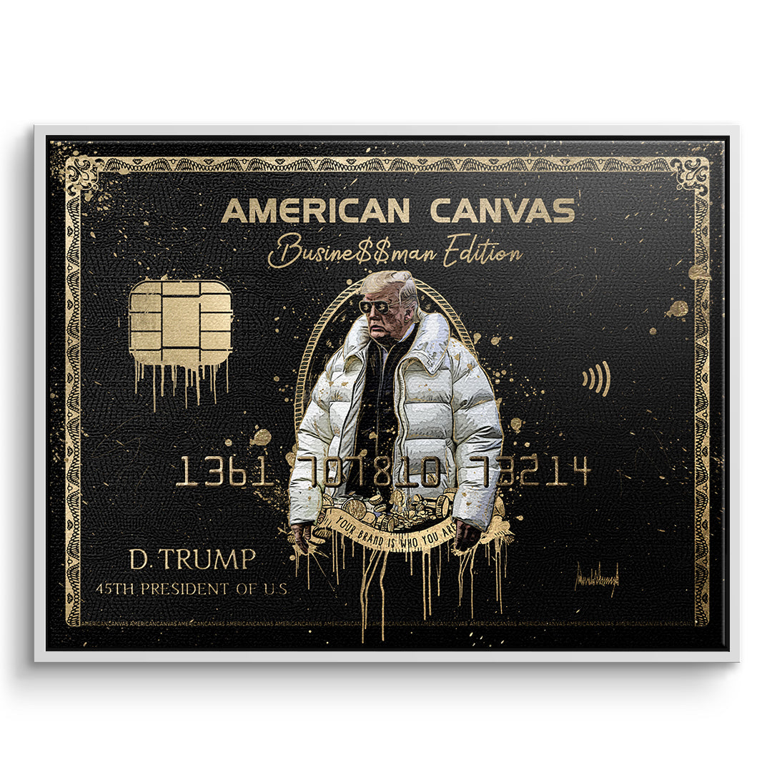 DOTCOMCANVAS Leinwandbild Royal American Canvas Trump im weißen Premium-Rahmen