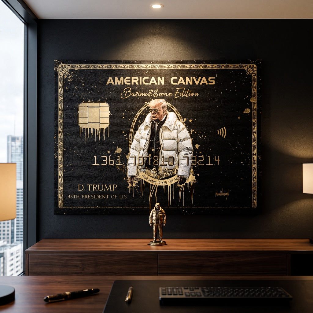 Leinwandbild Royal American Canvas Trump an der Wand eines modernen Wohnraums