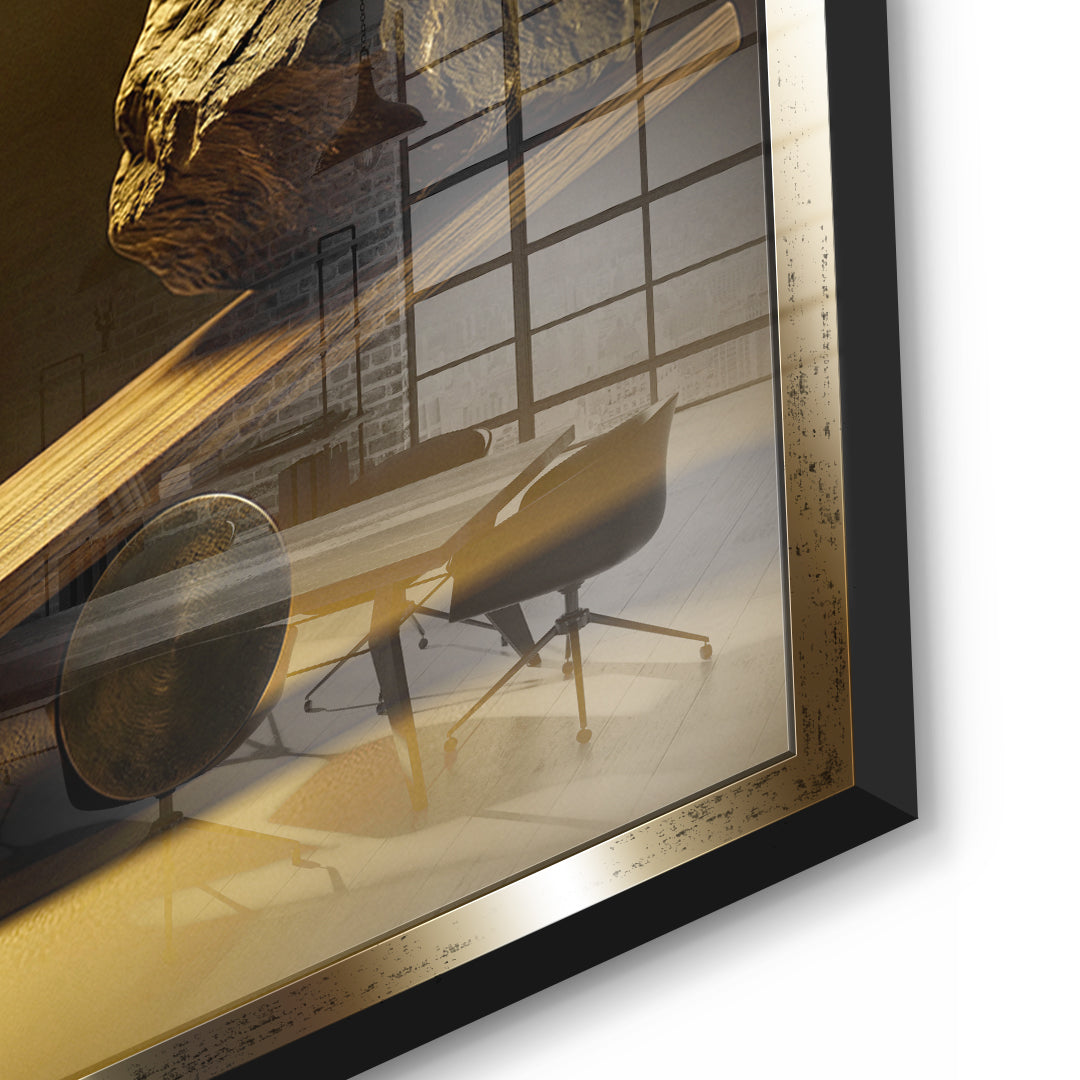 Detailaufnahme des 5mm Acrylglases, Choose Quality Gold Edition im goldenen Rahmen