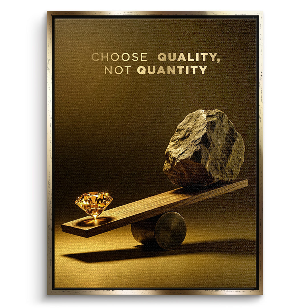 DOTCOMCANVAS Leinwandbild Choose Quality Gold Edition im goldenen Premium-Rahmen