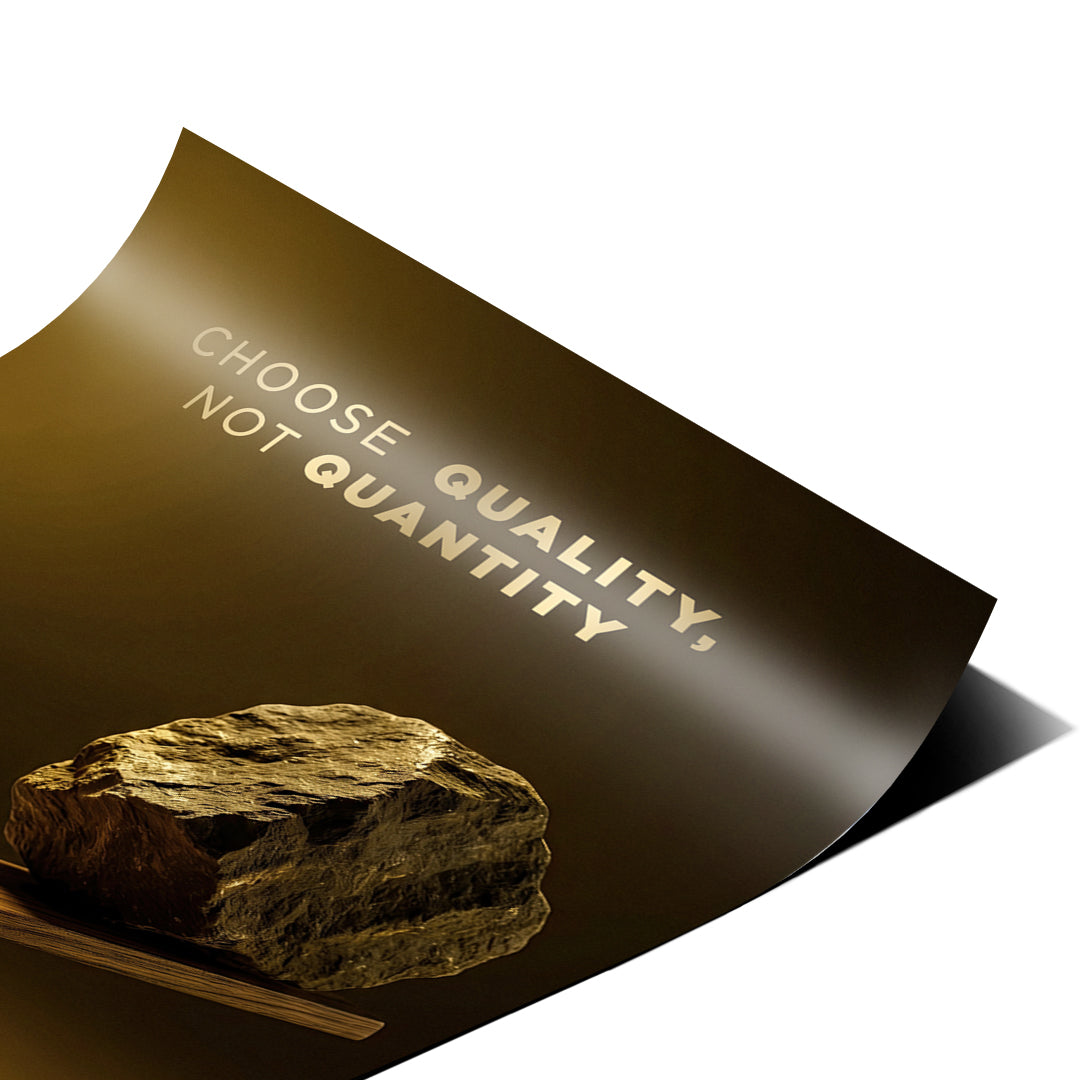 Eckdetail des Posters Choose Quality Gold Edition