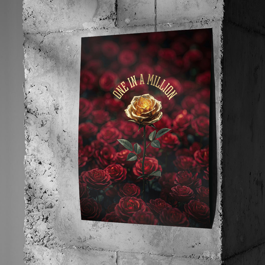 Poster One in a Million in Red an einer Betonwand