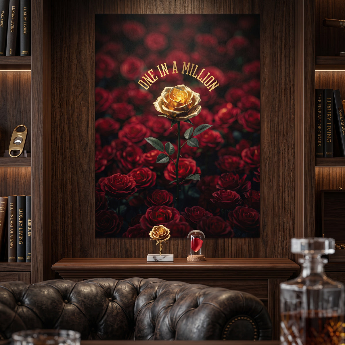 Poster One in a Million in Red an der Wand eines modernen Wohnraums