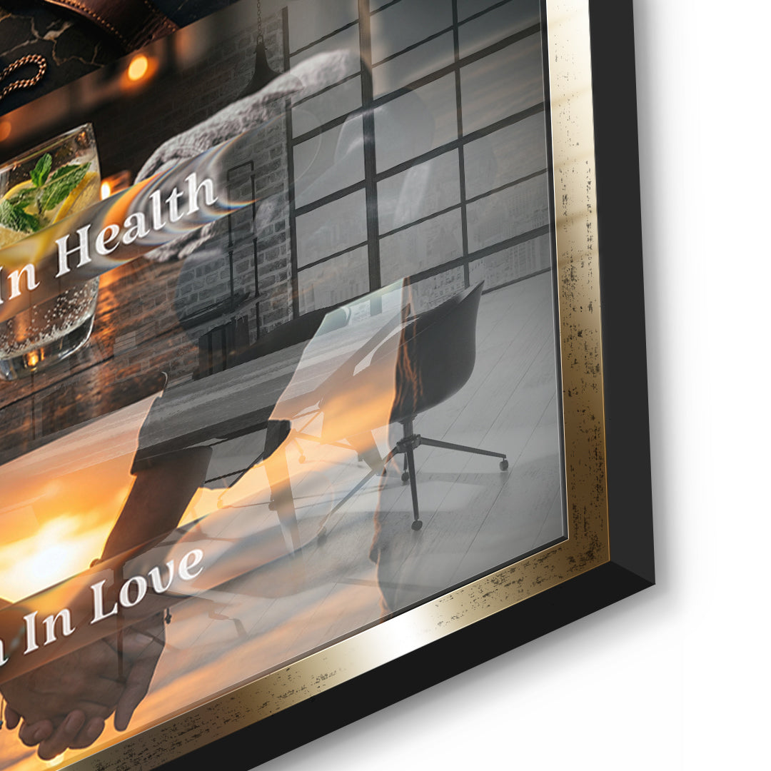 Detailaufnahme des 5mm Acrylglases, Rich In Life im goldenen Rahmen
