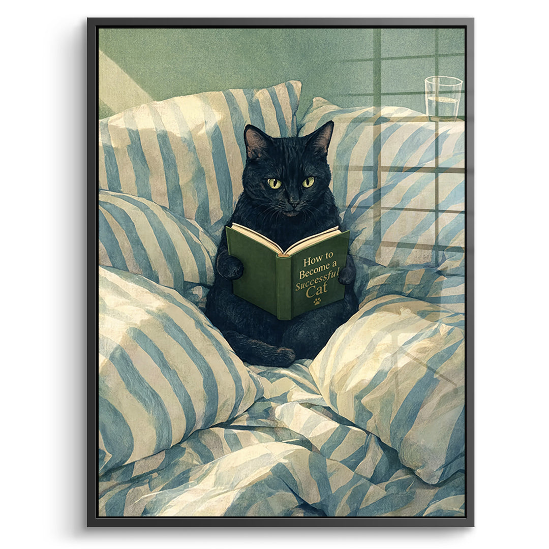 DOTCOMCANVAS Acrylglasbild How to Become a Successful Cat im schwarzen Premium-Rahmen