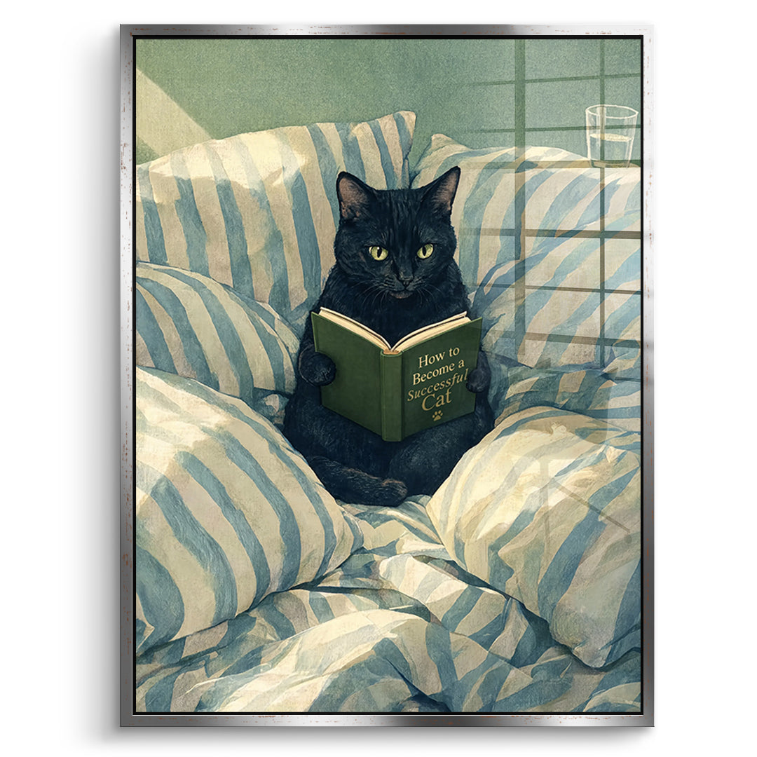 DOTCOMCANVAS Acrylglasbild How to Become a Successful Cat im silbernen Premium-Rahmen
