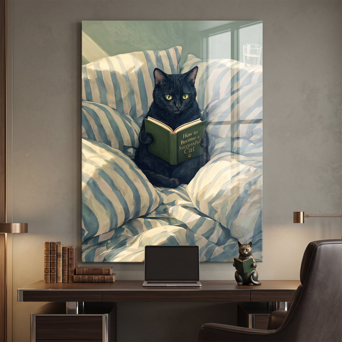 Acrylglasbild How to Become a Successful Cat an der Wand eines modernen Wohnraums