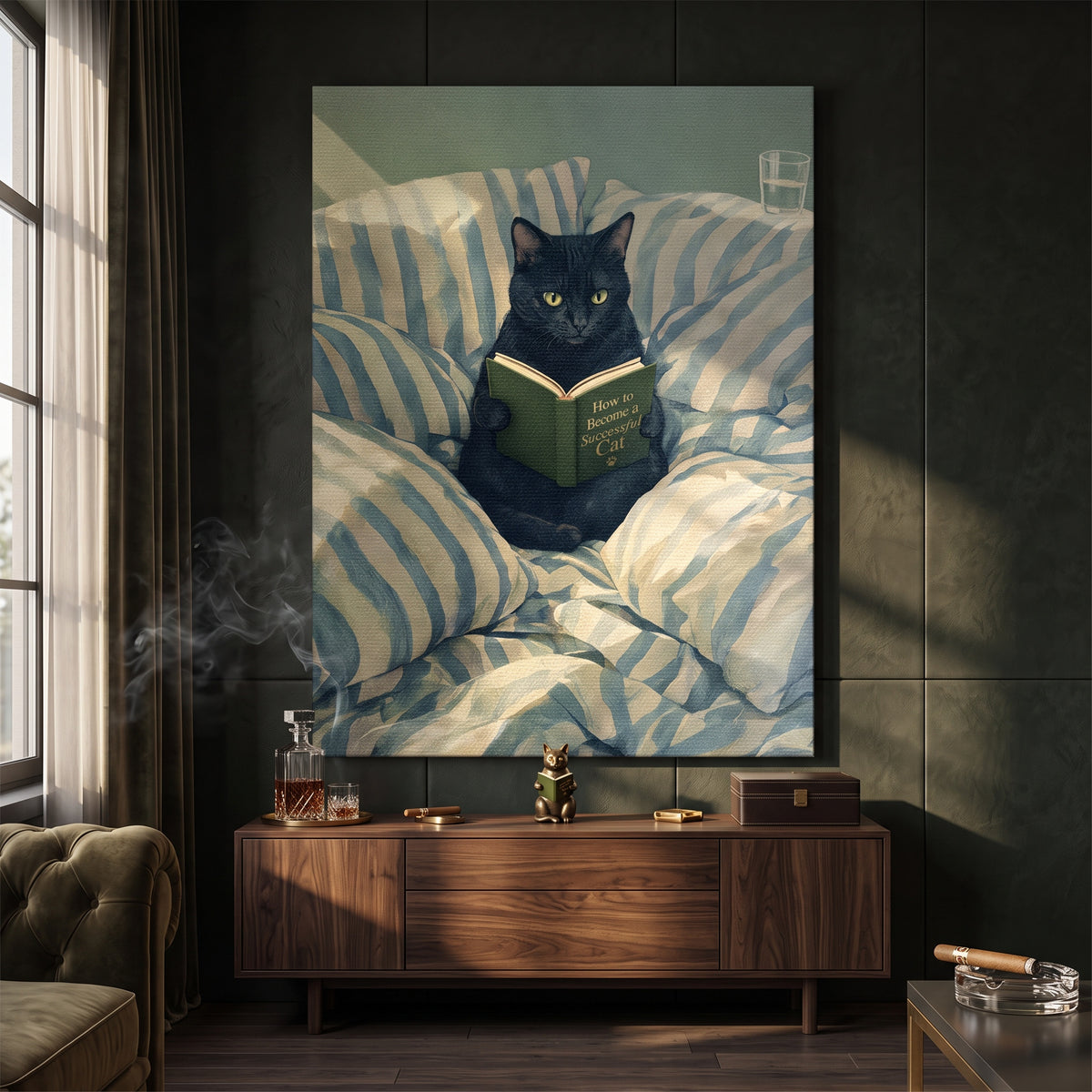 Leinwandbild How to Become a Successful Cat an der Wand eines modernen Wohnraums