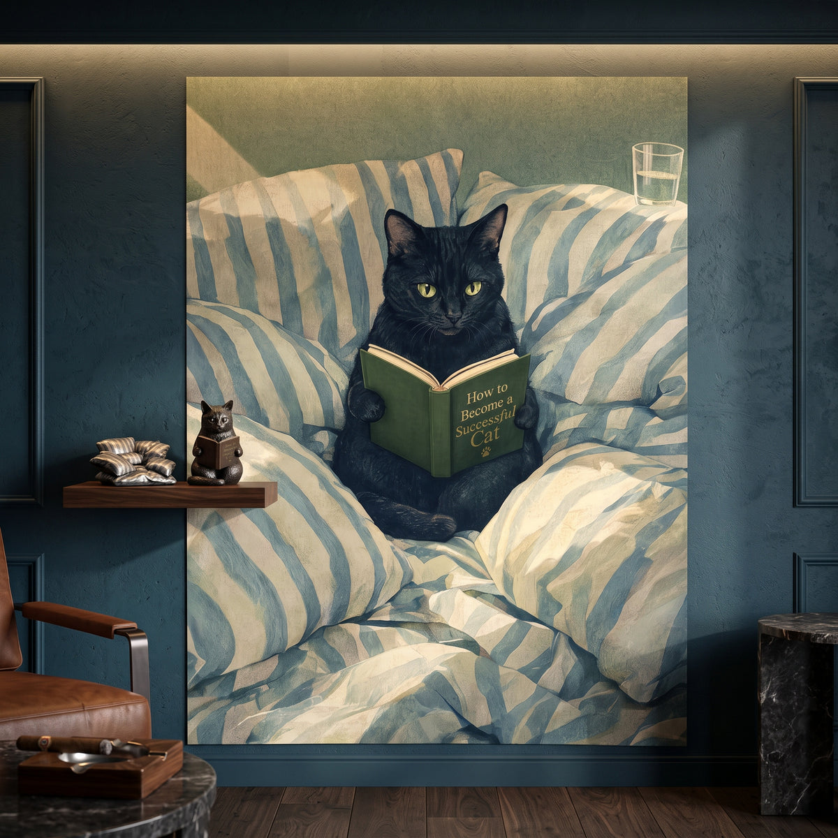 Poster How to Become a Successful Cat an der Wand eines modernen Wohnraums
