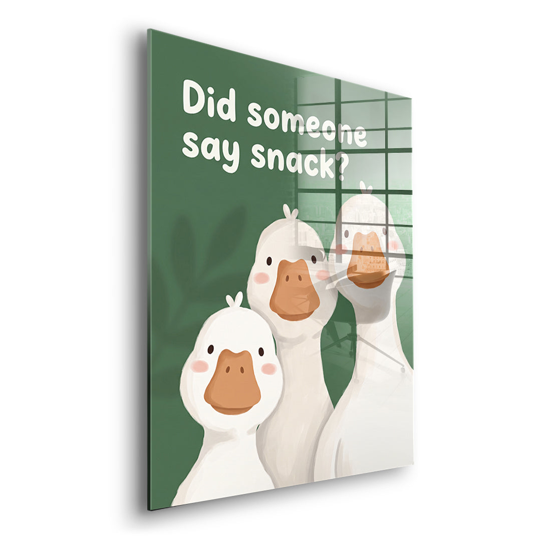 Seitenansicht des Acrylglasbilds Did someone say snack? ohne Rahmen