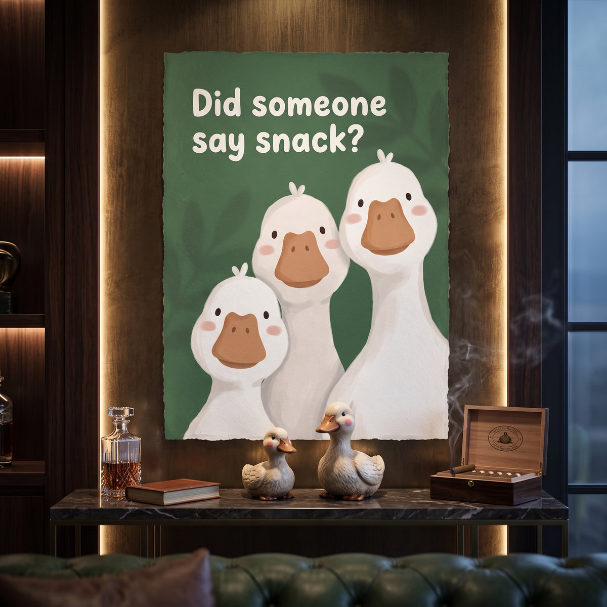 Poster Did someone say snack? an der Wand eines modernen Wohnraums