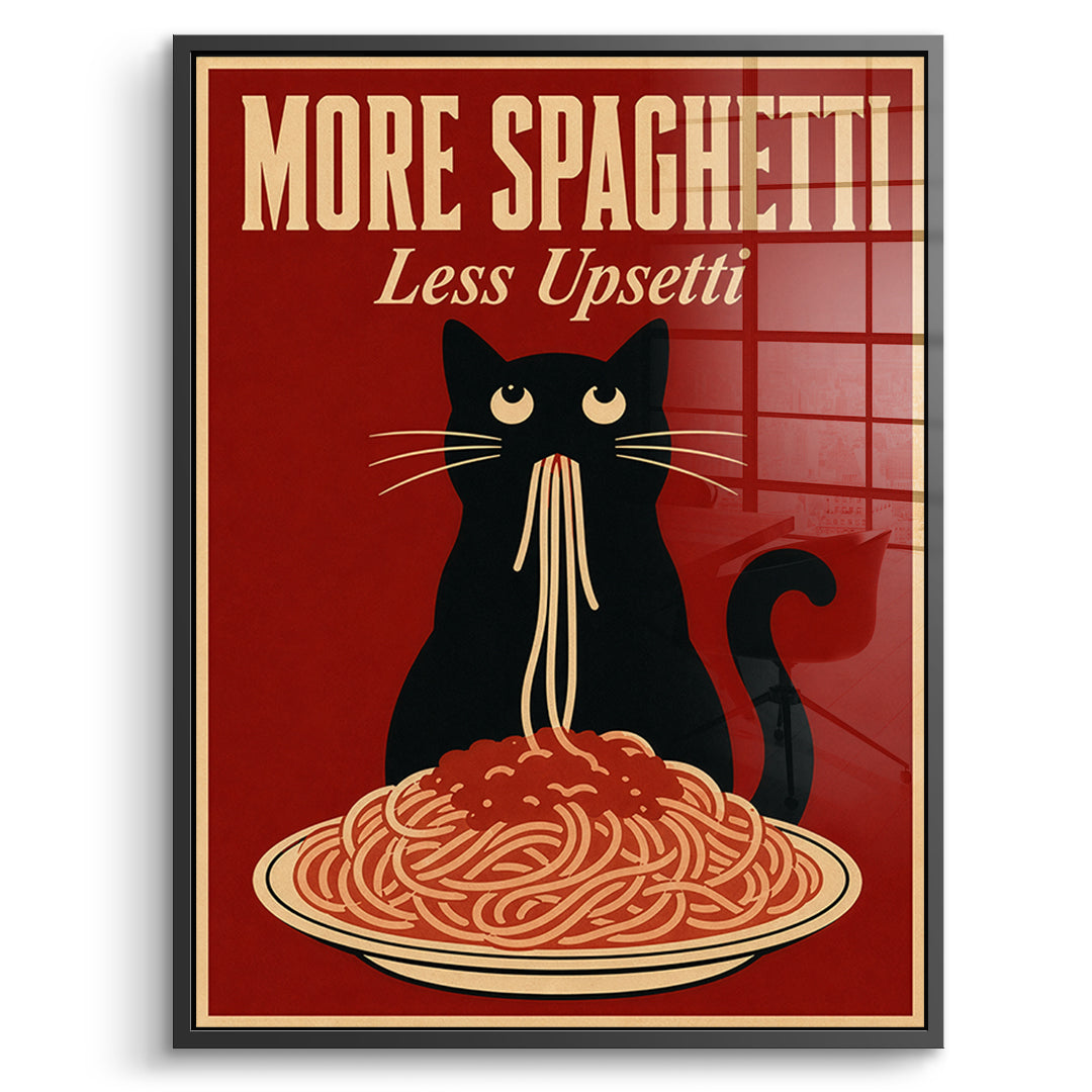 DOTCOMCANVAS Acrylglasbild More Spaghetti Less Upsetti im schwarzen Premium-Rahmen