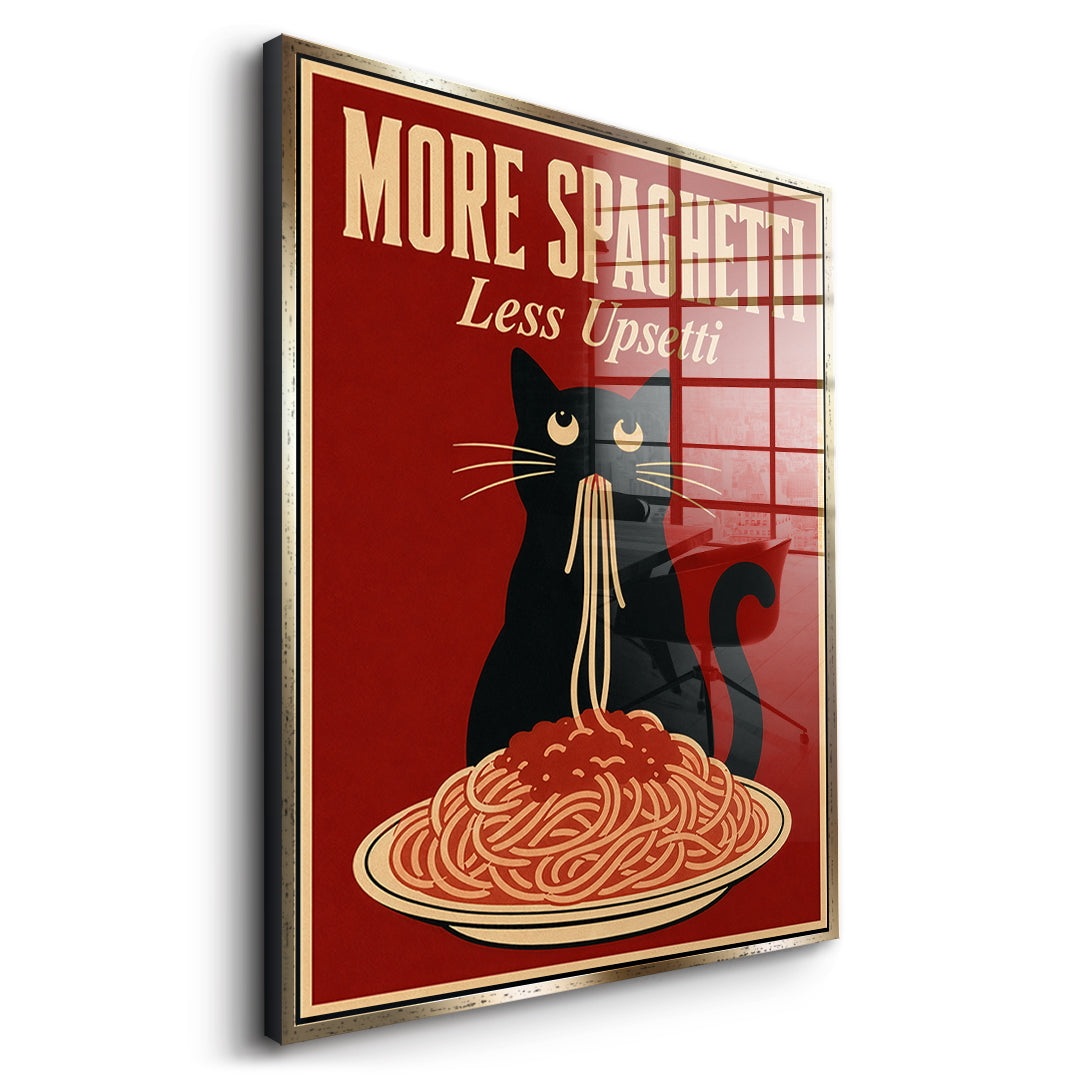 Seitenansicht des Acrylglasbilds More Spaghetti Less Upsetti im goldenen Rahmen