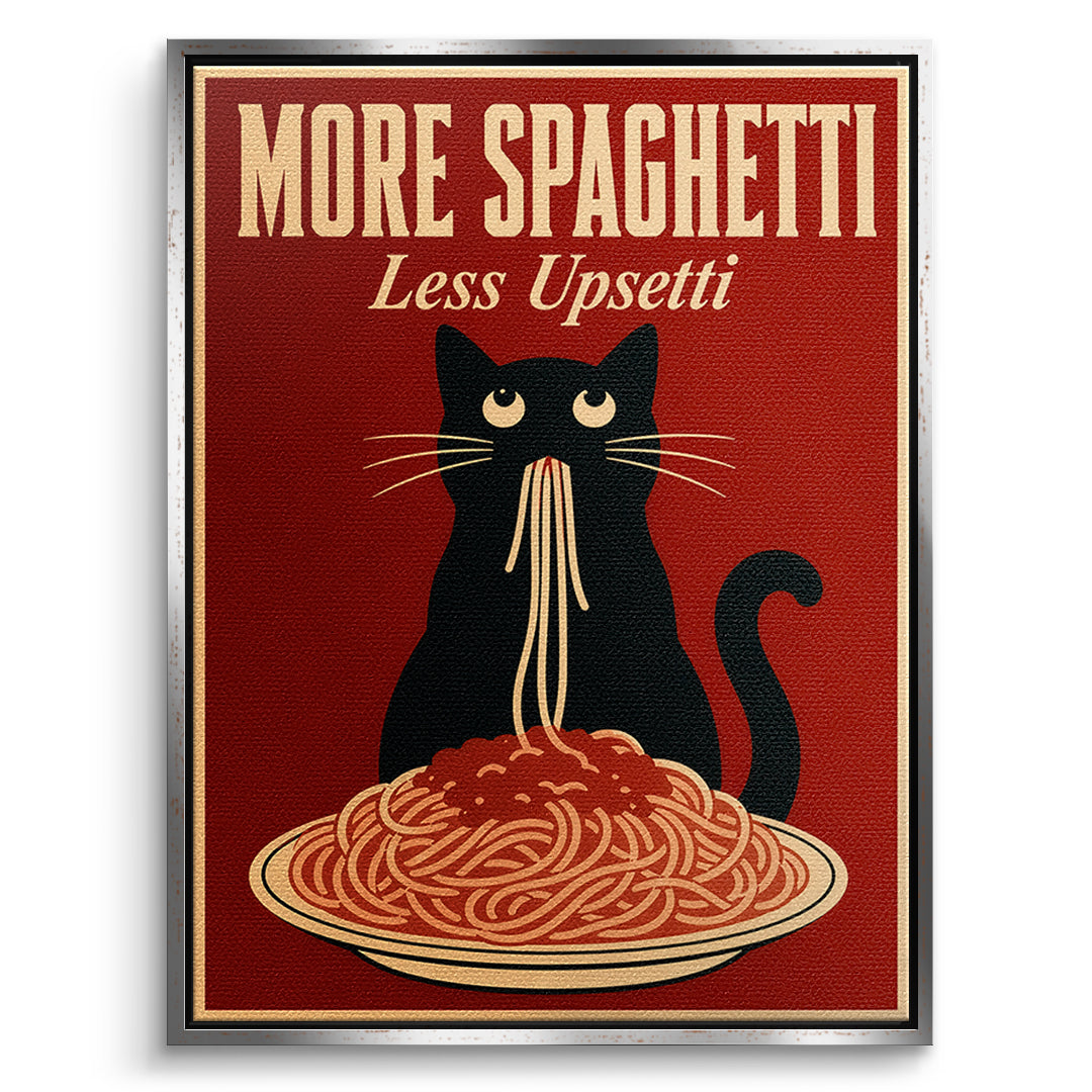 DOTCOMCANVAS Leinwandbild More Spaghetti Less Upsetti im silbernen Premium-Rahmen