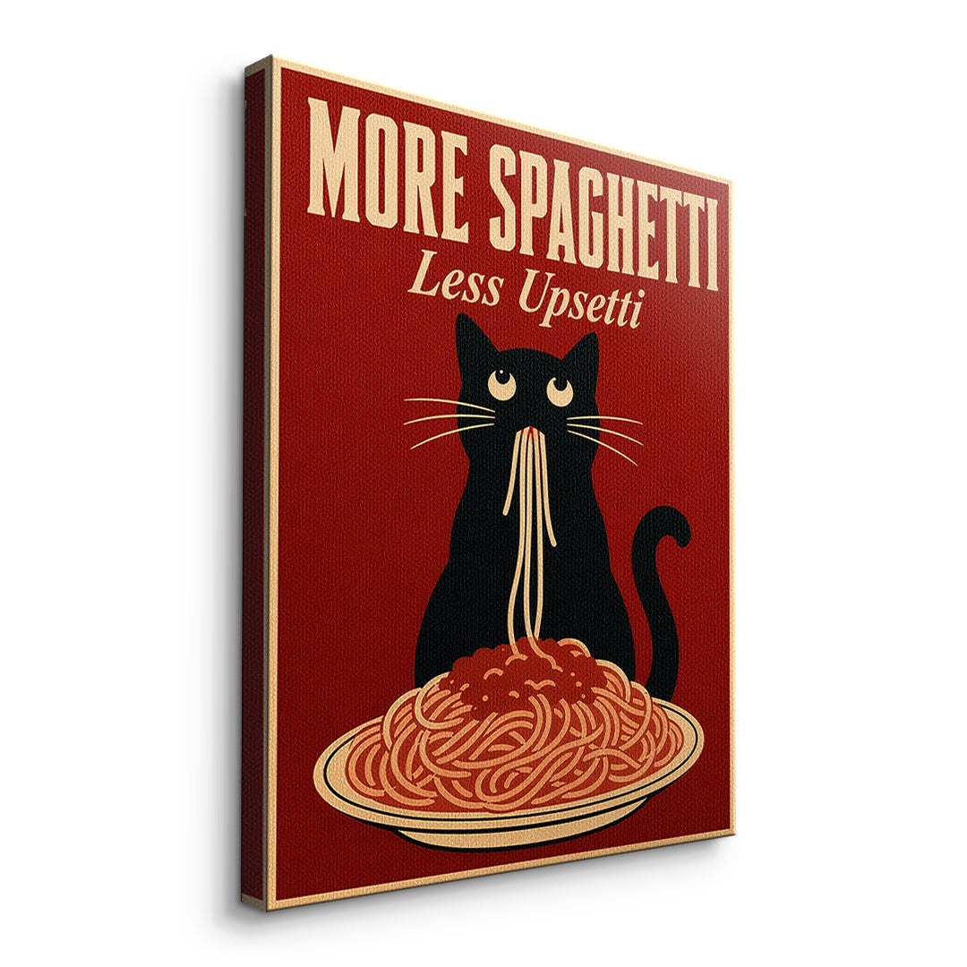Seitenansicht des Leinwandbilds More Spaghetti Less Upsetti ohne Rahmen