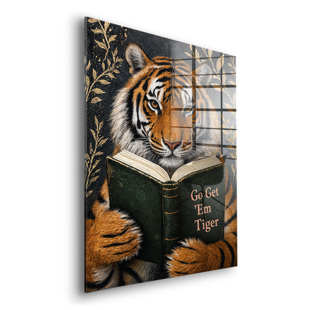 Seitenansicht des Acrylglasbilds Go Get 'Em Tiger ohne Rahmen