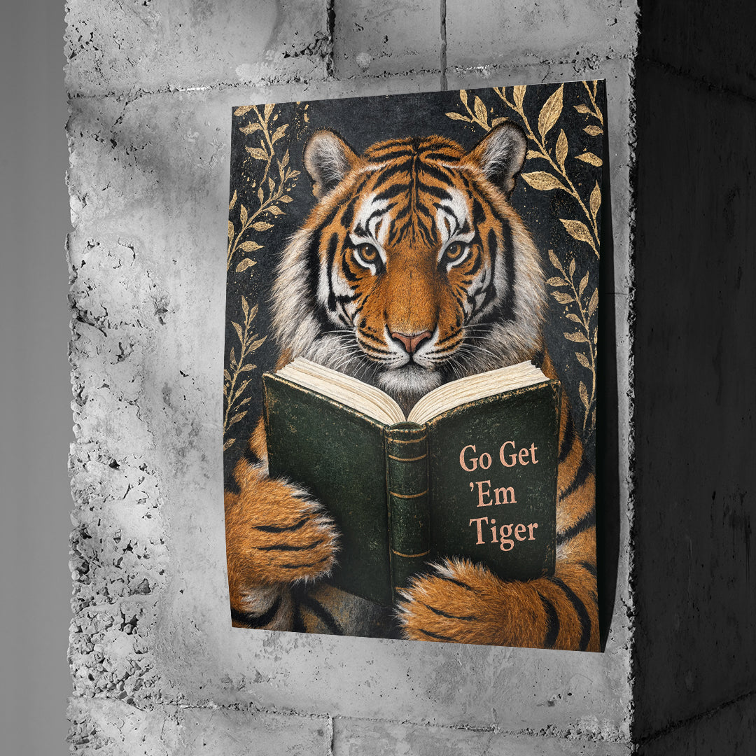 Poster Go Get 'Em Tiger an einer Betonwand
