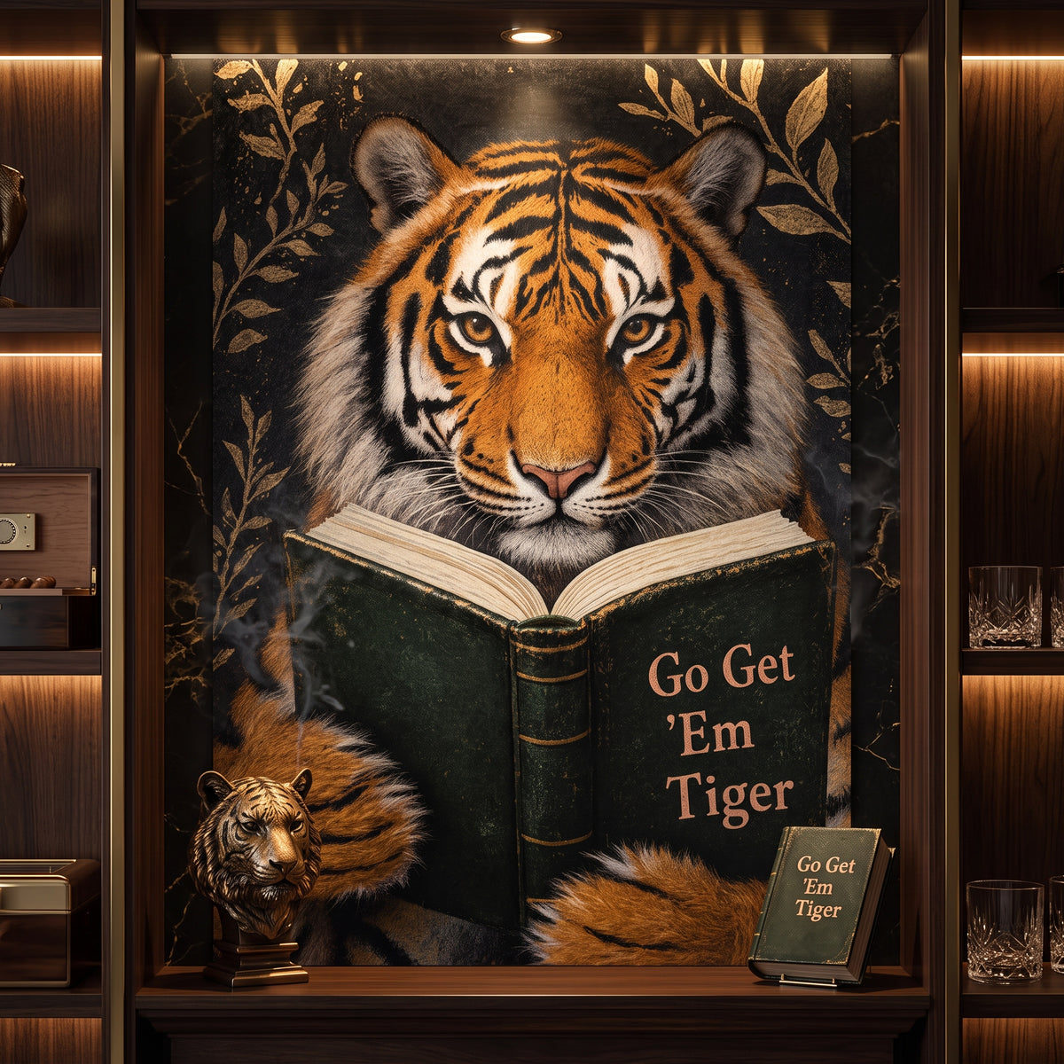 Poster Go Get 'Em Tiger an der Wand eines modernen Wohnraums