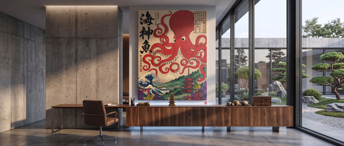 Leinwandbild Sea God Octopus Website Banner