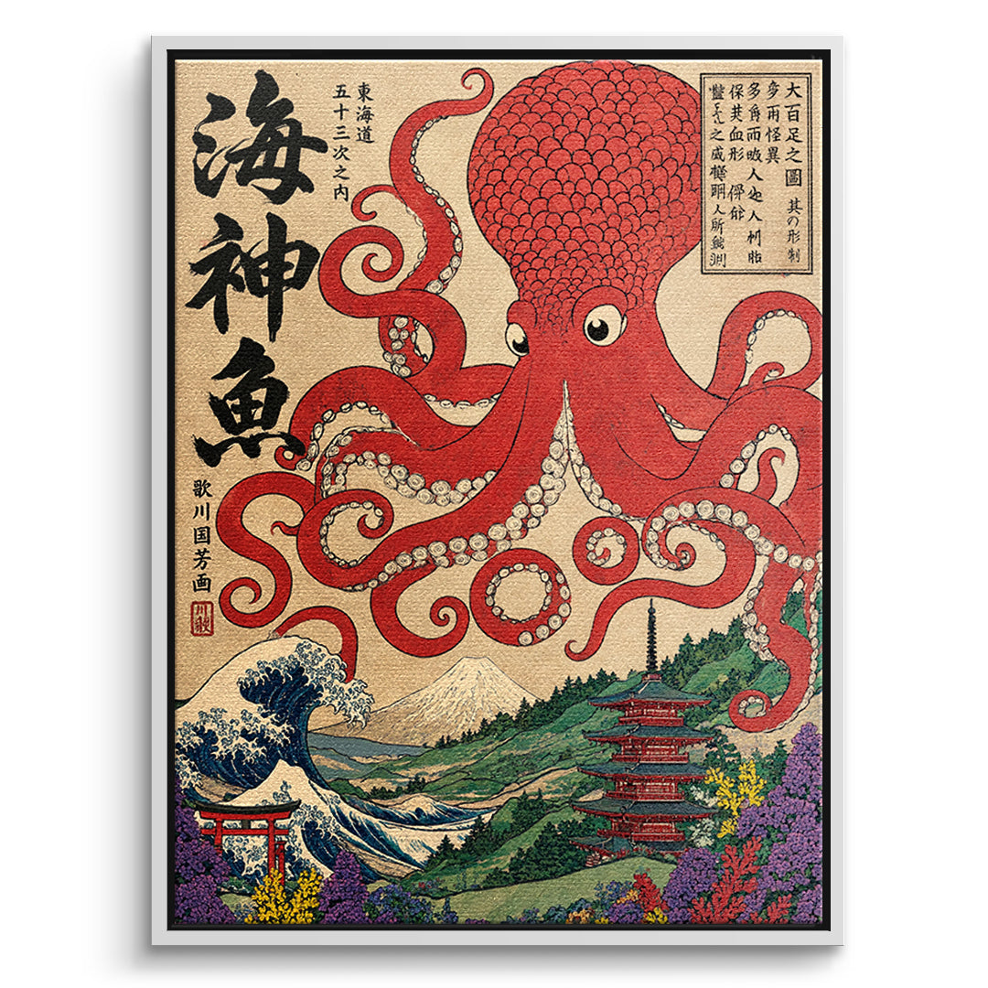 DOTCOMCANVAS Leinwandbild Sea God Octopus im weißen Premium-Rahmen