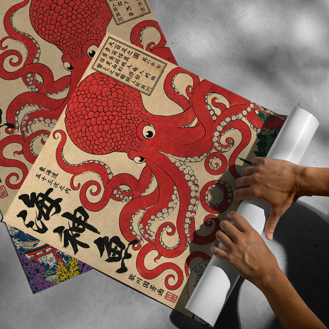 Aufgerolltes Poster Sea God Octopus