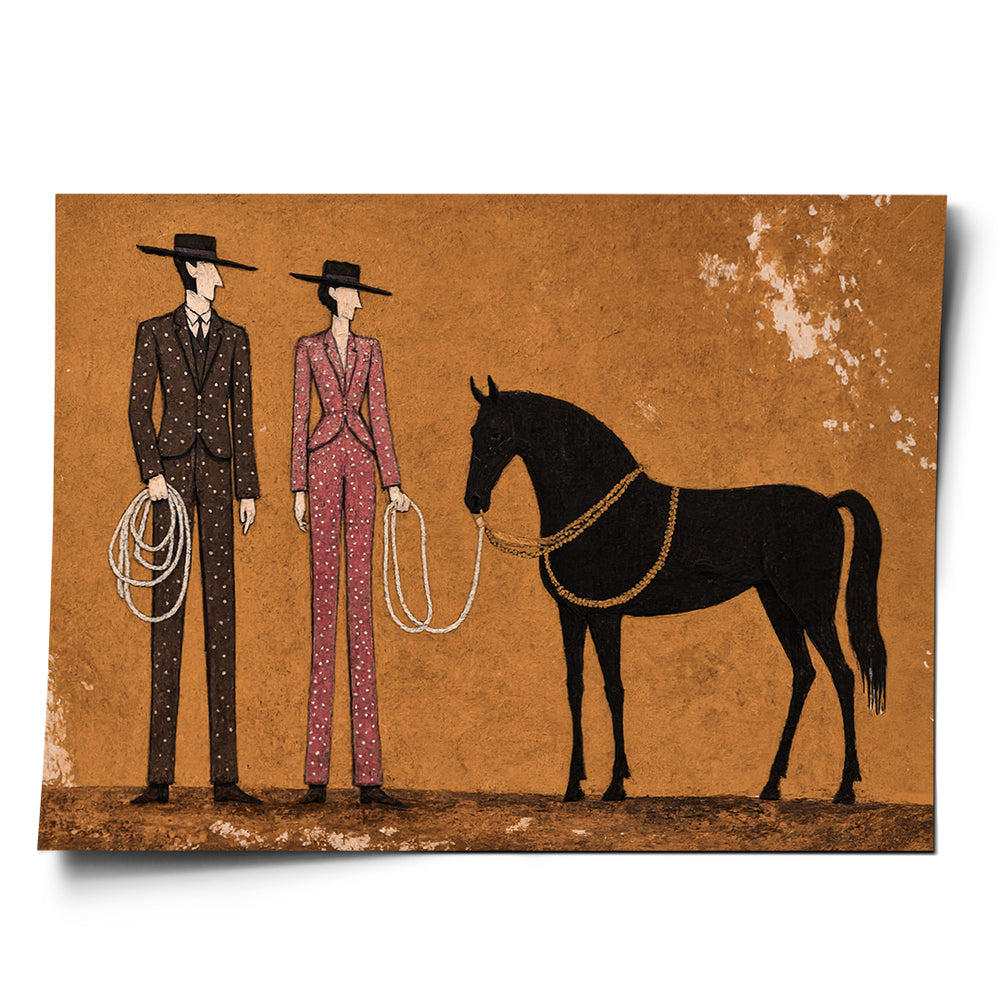 DOTCOMCANVAS Poster Cowboy & Horse