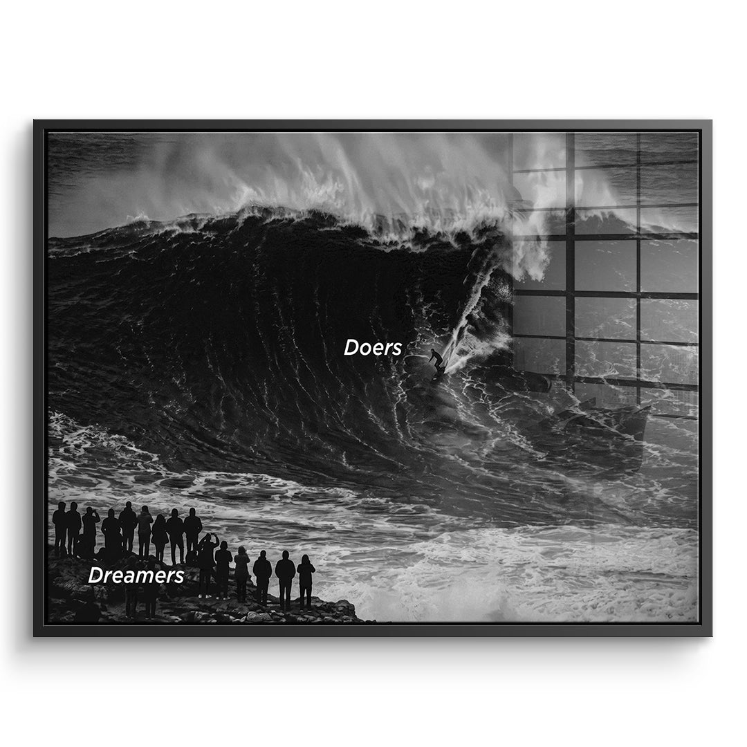 DOTCOMCANVAS Acrylglasbild Doers VS Dreamers im schwarzen Premium-Rahmen
